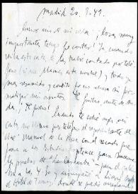 Portada:Carta de Francisco Rabal a Asunción Balaguer. Madrid, 20 de septiembre de 1949