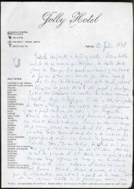 Portada:Carta de Francisco Rabal a su familia. Palermo, 12 de julio de 1978