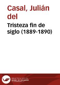Portada:Tristeza fin de siglo (1889-1890) / Julián del Casal; Remedios Mataix (ed. lit.)