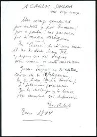 Portada:Coplas de Francisco Rabal dedicadas a Carlos Saura. Enero de 1994