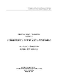 Portada:Jerónima Nava y Saavedra (1669-1727). Autobiografía de una monja venerable / edición y estudio preliminar de Ángela Inés Robledo