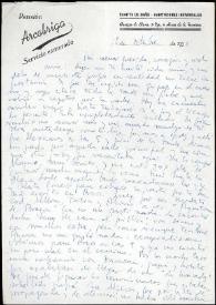 Portada:Carta de Francisco Rabal a Asunción Balaguer. 18 de octubre de 1950