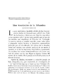 Portada:Una inscripción de la Alhambra. (Ensayo crítico) / O. J. Tállgren