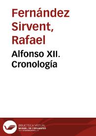 Portada:Alfonso XII. Cronología / Rafael Fernández Sirvent