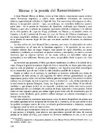 Portada:Blecua y la poesía del Renacimiento / Diego Martínez Torrón
