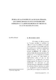 Portada:Acerca de la función de las escalas penales, las consecuencias de una contradicción normativa y la responsabilidad en virtud de la "actio illicita in causa" / José Milton Peralta