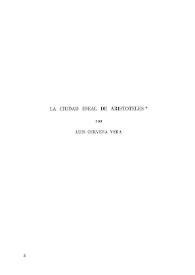 Portada:La ciudad ideal de Aristóteles / por Luis Cervera Vera