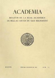 Portada:Academia : Boletín de la Real Academia de Bellas Artes de San Fernando. Número 57 (segundo semestre 1983). Preliminares e índice