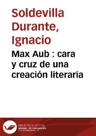 Portada:Max Aub : cara y cruz de una creación literaria