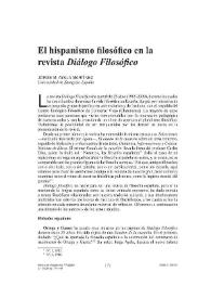 Portada:El hispanismo filosófico en la revista \"Diálogo Filosófico\" / Jorge M. Ayala Martínez