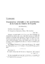 Portada:Documentos referentes a las postrimerías de la Casa de Austria en España [1699] (Continuación) / Príncipe Adalberto de Baviera y Gabriel Maura Gamazo