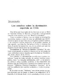Portada:Los estudios sobre la dominación española en Chile