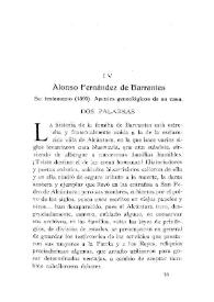 Portada:Alonso Fernández de Barrantes: su testamento (1930): apuntes genealógicos de su casa / El Marqués de Ciadoncha