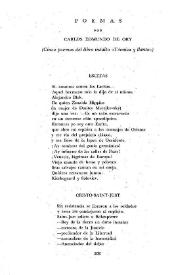 Portada:Poemas : (Cinco poemas del libro inédito "Técnica y llanto") / Carlos Edmundo de Ory