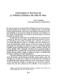 Portada:Continuidad y ruptura en \"La pobreza estimada\" de Lope de Vega / Ysla Campbell