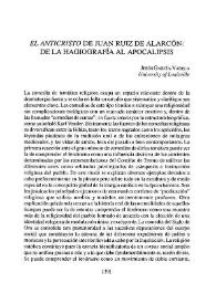 Portada:\"El Anticristo\" de Juan Ruiz de Alarcón: de la hagiografía al apocalipsis / Jesús García-Varela