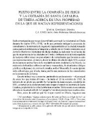 Portada:Pleito entre la Compañía de Jesús y la Cofradía de Santa Catalina de Úbeda acerca de una propiedad en la que se hacían representaciones / Miguel González Dengra