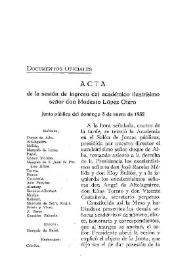 Portada:Acta de la sesión de ingreso del académico ilustrísimo señor don Modesto López Otero. Junta pública del 1 enero 1932