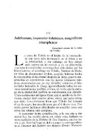 Portada:Adefonsus, imperator toletanus, magnificus triumphator / Ramón Menéndez Pidal