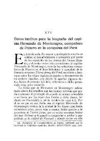 Portada:Datos inéditos para la biografía del capitán Hernando de Montenegro, compañero de Pizarro en la conquista del Perú / marqués de Rafal