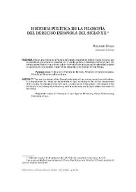 Portada:Historia política de la filosofía del Derecho española del siglo XX / Benjamín Rivaya