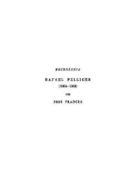 Portada:Necrología de Rafael Pellicer (1906-1963) / por José Francés