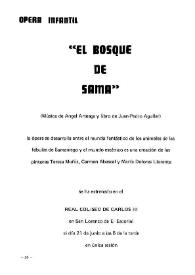 Portada:Ópera infantil \"El bosque de Sama\" / (Música de Ángel Arteaga y libro de Juan-Pedro Aguilar)