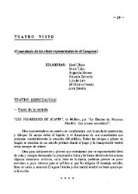 Portada:Teatro visto : comentario de las obras presentadas en el Congreso / colaboran Martí Olaya, Nuria Tubau, Angustias Moreno [et.al.]