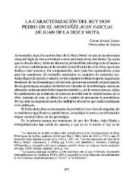 Portada:La caracterización del rey don Pedro en "El montañés Juan Pascual" de Juan de la Hoz y Mota / César Avilés Icedo