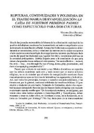 Portada:Rupturas, continuidades y polisemia en el teatro nahua de evangelización: \"La caída de nuestros primeros padres\" como espectáculo para dos culturas / Viviana Díaz Balsera