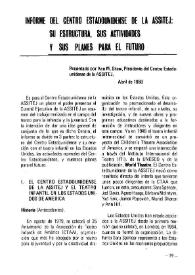 Portada:Informe del centro estadounidense de la ASSITEJ: su estructura, actividades y sus planes para el futuro / presentado por Ann M. Shaw, presidenta del Centro Estadounidense de la ASSITEJ. Abril de 1980