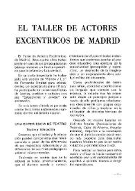 Portada:El Taller de Actores Excéntricos de Madrid / Alfredo Mantovani