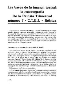 Portada:Las bases de la imagen teatral: la escenografía. De la Revista Trimestral número 7- C.T.E.J.-Bélgica