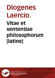 Portada:Vitae et sententiae philosophorum [latine] / Diogenes Laercio; ab Ambrosio Traversario translatae.
