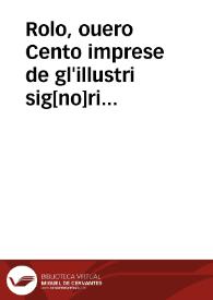 Portada:Rolo, ouero Cento imprese de gl'illustri sig[no]ri huomini d'arme sanesi, militanti sotto'l reale, e felicissimo stendardo del serenissimo Ferdinando de' Medici, gran duca III di Toscana MDXCI. XXIIII. di giugno.