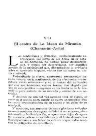 Portada:El castro de la Mesa de Miranda (Chamartín-Ávila) / Antonio Molinero Pérez