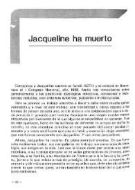 Portada:Jacqueline ha muerto / Martí Olaya