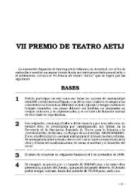 Portada:VII Premio de Teatro AETIJ