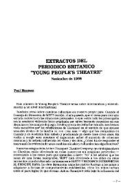 Portada:Extractos del periódico británico "Young people's theatre" Noviembre de 1988 / Paul Harman