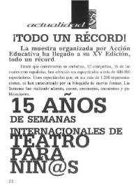Portada:15 años de Semanas Internacionales de Teatro para Niñ@s