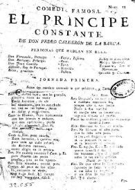 Portada:El principe constante / de don Pedro Calderon de la Barca