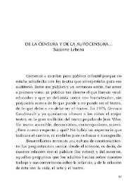 Portada:De la censura y de la autocensura / Suzanne Lebeau