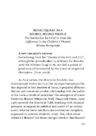 Portada:Being square in a round, round world : The bottomless barrel of to show the difference in the Children's Theatre / Silvina Patrignoni