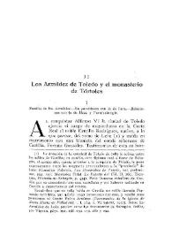 Portada:Los Armíldez de Toledo y el Monasterio de Tórtoles / Luciano Serrano, O.S.B.