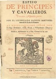 Portada:Espeio de principes y cavalleros: tercera, y quarta parte : [1623] / por el licenciado Marcos Martinez ...