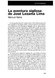 Portada:La aventura sigilosa de José Lezama Lima / Manuel Neila