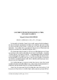 Portada:\"Las trece últimas horas en la vida de García Lorca\". (Madrid: La Esfera de los Libros, 2011, 230 págs.) [Reseña] / Francisco Abad Nebot