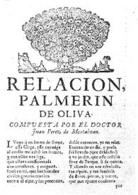 Portada:Palmerin de Oliva / compuesta por el doctor Juan Perez de Montalvan [sic]