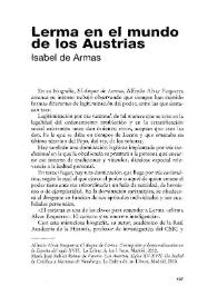 Portada:Lerma en el mundo de los Austrias [Reseña] / Isabel de Armas