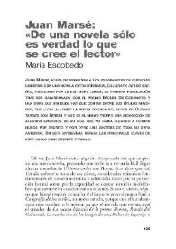 Portada:Juan Marsé: \"De una novela sólo es verdad lo que se cree el lector\" / María Escobedo